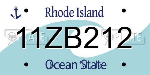 11ZB212 Rhode Island License Plate