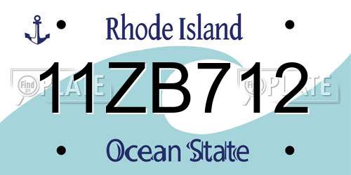 11ZB712 Rhode Island License Plate