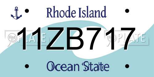 11ZB717 Rhode Island License Plate