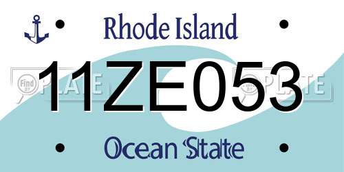 11ZE053 Rhode Island License Plate