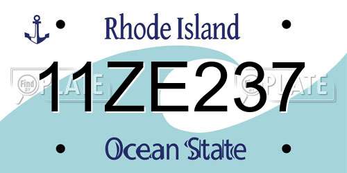 11ZE237 Rhode Island License Plate