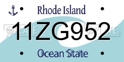 11ZG952 Rhode Island License Plate