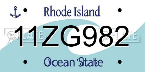 11ZG982 Rhode Island License Plate