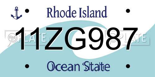 11ZG987 Rhode Island License Plate