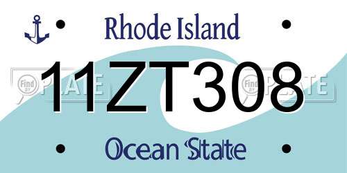 11ZT308 Rhode Island License Plate