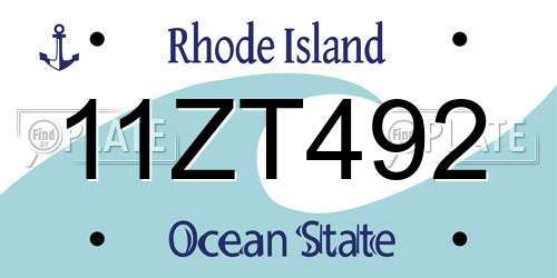 11ZT492 Rhode Island License Plate