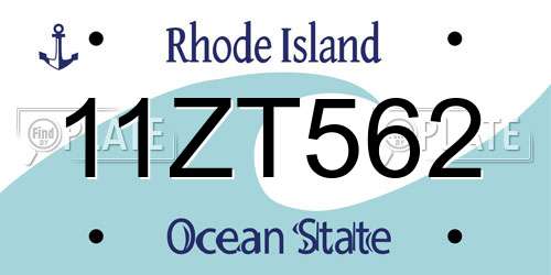 11ZT562 Rhode Island License Plate