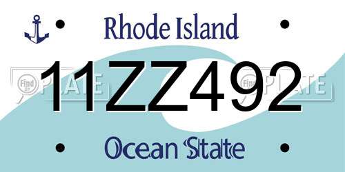 11ZZ492 Rhode Island License Plate