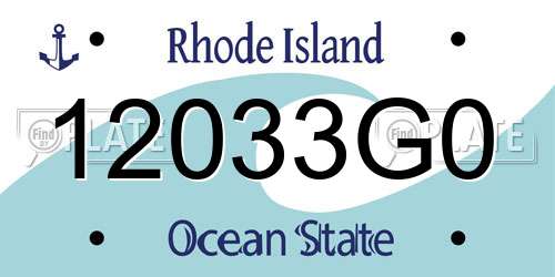12033G0 Rhode Island License Plate