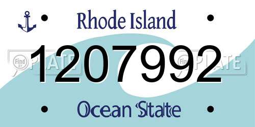 1207992 Rhode Island License Plate