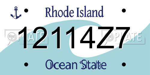 12114Z7 Rhode Island License Plate