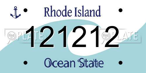 121212 Rhode Island License Plate