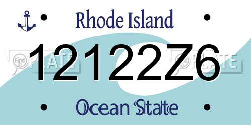 12122Z6 Rhode Island License Plate