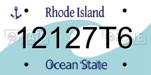 12127T6 Rhode Island License Plate