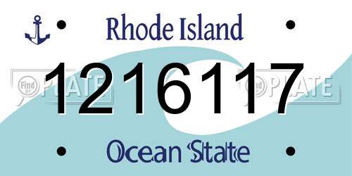 1216117 Rhode Island License Plate
