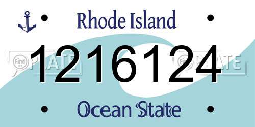 1216124 Rhode Island License Plate