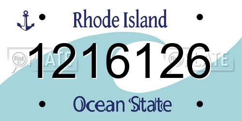 1216126 Rhode Island License Plate