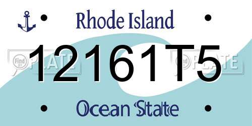 12161T5 Rhode Island License Plate