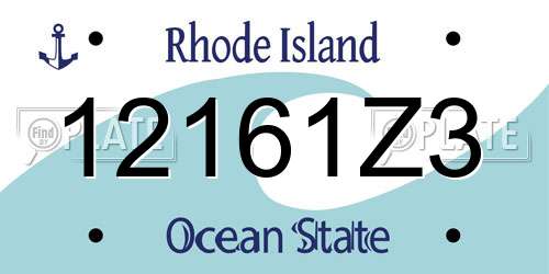12161Z3 Rhode Island License Plate