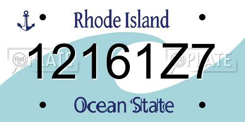 12161Z7 Rhode Island License Plate
