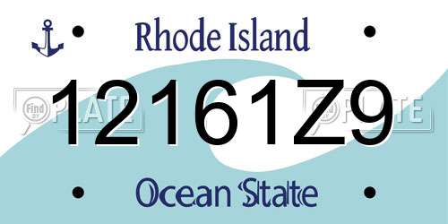 12161Z9 Rhode Island License Plate