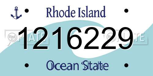 1216229 Rhode Island License Plate