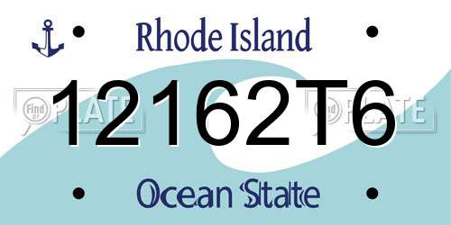 12162T6 Rhode Island License Plate