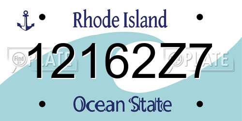 12162Z7 Rhode Island License Plate
