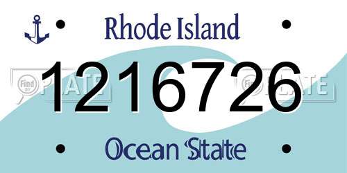 1216726 Rhode Island License Plate