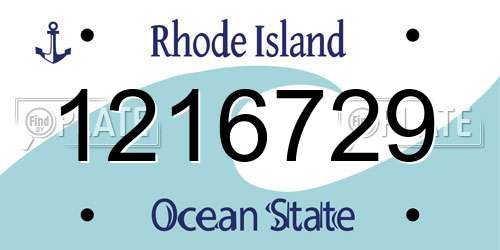 1216729 Rhode Island License Plate