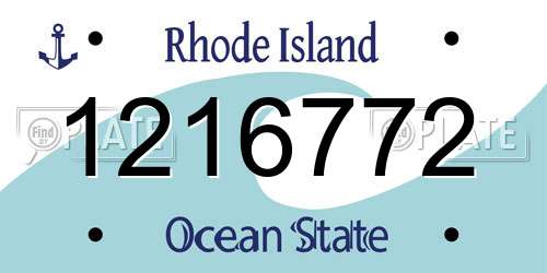 1216772 Rhode Island License Plate