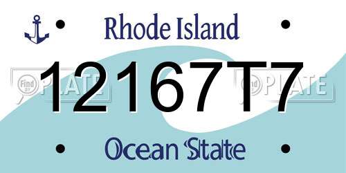 12167T7 Rhode Island License Plate
