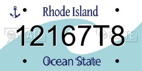 12167T8 Rhode Island License Plate