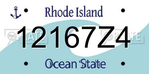 12167Z4 Rhode Island License Plate