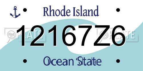 12167Z6 Rhode Island License Plate