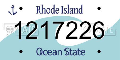 1217226 Rhode Island License Plate