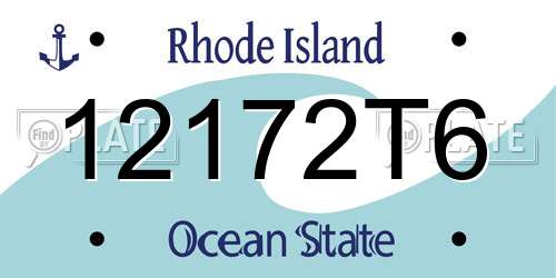 12172T6 Rhode Island License Plate