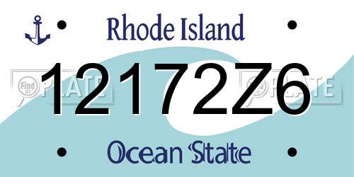12172Z6 Rhode Island License Plate