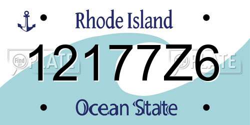 12177Z6 Rhode Island License Plate