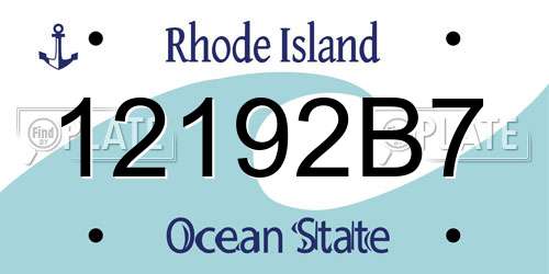 12192B7 Rhode Island License Plate