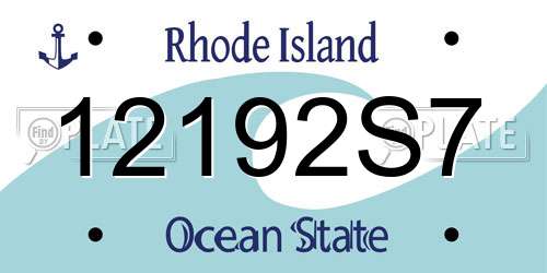 12192S7 Rhode Island License Plate