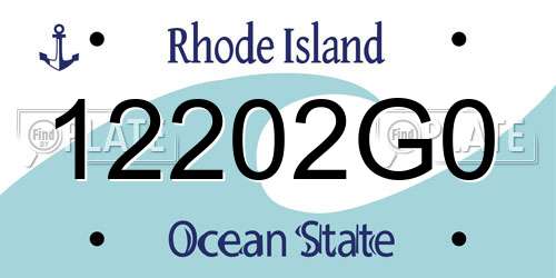 12202G0 Rhode Island License Plate