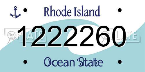 1222260 Rhode Island License Plate