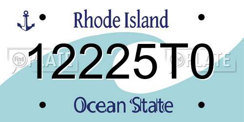 12225T0 Rhode Island License Plate