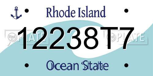 12238T7 Rhode Island License Plate