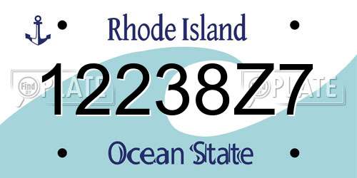 12238Z7 Rhode Island License Plate