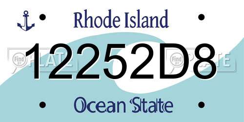 12252D8 Rhode Island License Plate