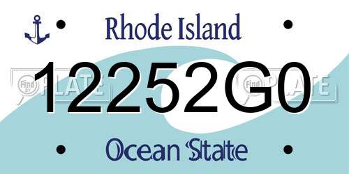 12252G0 Rhode Island License Plate