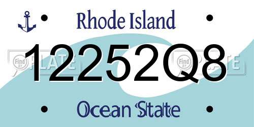 12252Q8 Rhode Island License Plate