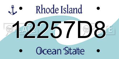 12257D8 Rhode Island License Plate